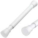 MEXAU White Tension Rod 16 To 26 Inch Spring Curtain Rod Adjustable Tension Curtain Rods No Drilling Short Tension Rod Extendable Small Spring Tension Curtain Rod for Closet Cupboard Bars Refrigerator