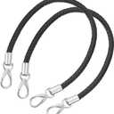 uxcell Leather Purse Strap, 2Pcs 50cm/19.69" Short Leather PU Braided Purse Replacement Handle with Metal Buckles for Underarm Bags, Handbags (Black Strap + Silver Clasp)