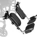 Universal Wheelchair Footrest with Comfort Foam Cushion - Adjustable Lift & Extendable Anti-Slip Foot Plate, Foldable Quick Release for Transport Chairs (Black 1 Pair) LK3JELR T94 Models Compatible