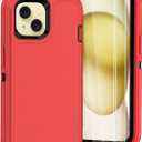 Tall silver for iPhone 15 Case with [2 Screen Protector ], Military Grade Shockproof Heavy Duty Drop Protection Rugged Case 6.1"(red Black)