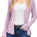 GRACE KARIN Women's Casual Lightweight Open Front Cardigans Soft Draped Corchet Long Sleeve Cardigan Purple, L