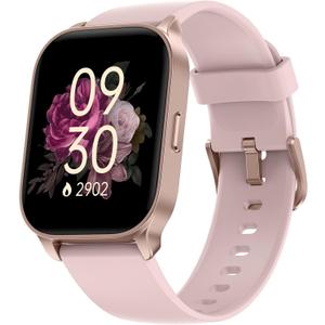 TOOBUR Smart Watch for Women, Smartwatch Compatible Android Phone and iOS Phone, Answer/Make Calls, Fitness Tracker, Heart Rate/Sleep Tracker/100 Sports/IP68 Waterproof (Light Pink)