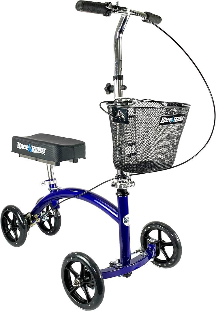 KneeRover Deluxe KneeCycle Steerable Knee Walker Knee Scooter for Adults for Foot Surgery, Broken Ankle, Foot Injuries - Foldable Knee Rover Scooter for Broken Foot Injured Leg Crutch Alternative Blue