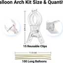 15 Pack Large Balloon Arch Clips,3.5 Inch Heavy Duty Clips 100pcs Clear 260 Long Balloons for Balloon Arch Kit Birthday Decoration Crafts Woodworking Photography Studios