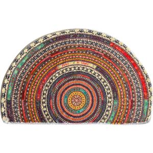 Half Round Door Mat,Semi Circle Bathroom Floor Rug,Mandala Boho Bohemian Non-Slip Welcome Entrance Way Absorbent Bath Mat,Microfiber Tufted Indoor Rug for Kitchen Living Room (Multicolor)