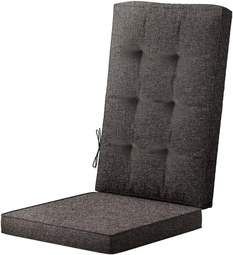 46x18 Outdoor High Back Chair Cushions | Waterproof & UV-Resistant Patio Furniture Pads | Tufted with Ties | Perfect for Dining & Rocking Chairs (Grayish Black)