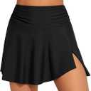beautyin Women's High Waisted Ruched Swim Skirt Split Tummy Control Tankini Swimsuit Bathing Suit Bottoms with Pocket
size Xl