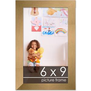 Poster Palooza 6x9 Frame Gold Bronze Wood Picture Frame - UV Acrylic, Foam Board Backing, & Hanging Hardware Included