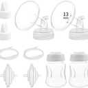 Pump Parts Compatible with Spectra S1/S2/9 Plus, Not Original Accessories, Full Set Replacements Include 13mm Flange, Duckbill Valve, Backflow Protector, Tubing and Bottle