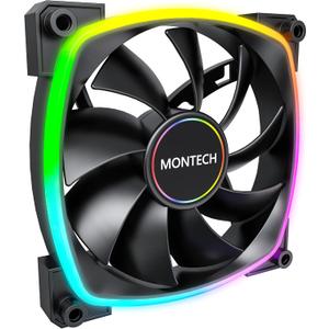Montech AX 140 ARGB Fan  1600PWM, High-End Durability, Silent Performance, and Stunning ARGB Design (140mm, Black)