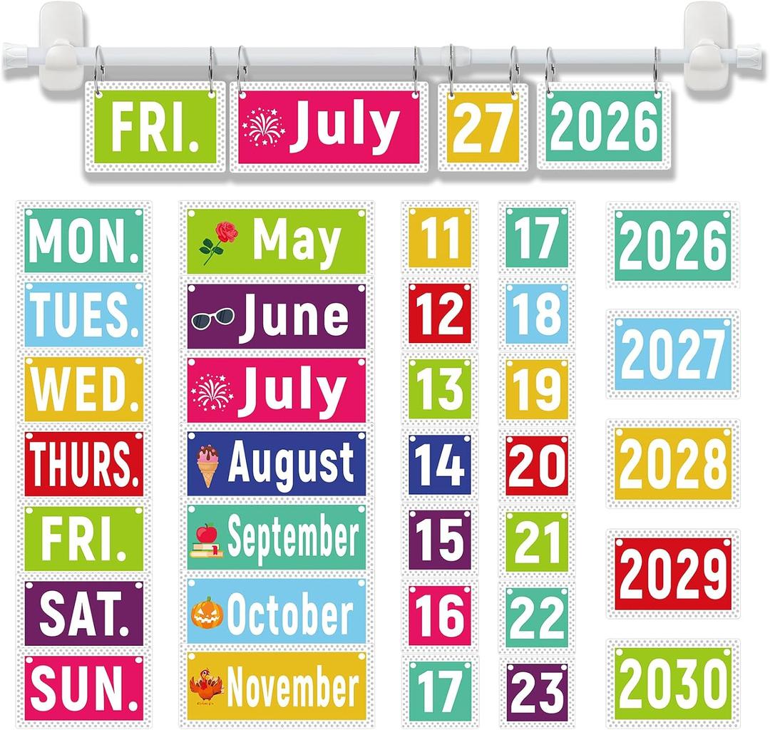3 x 2-in-1 Magnetic Flip Calendar for Classroom with Optional Adhesive Fixation