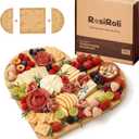 2Pack Charcuterie Board & Serving Set -Natural Bamboo Cheese Board with Magnetic Closure- Snack Tray Set, Perfert House Warming, Wedding & Couple Gift