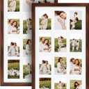 12 Opening 4x6 Collage Picture Frames Set of 2, Rustic Brown Multiple Frames for Displaying 6x4 Photos with Mat