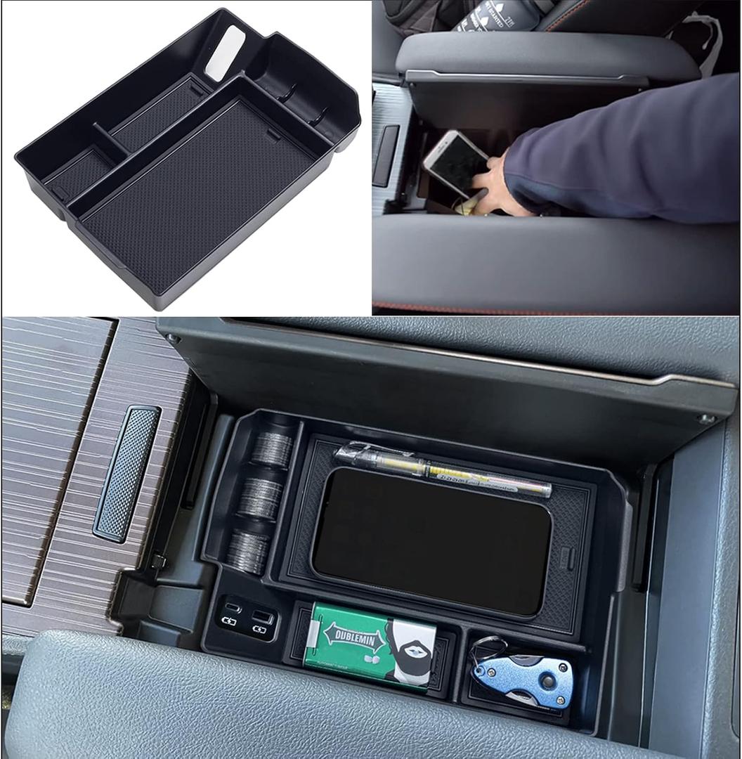 TOPINSTALL Center Console Organizer Compatible with 2021-2026 Toyota Sienna Accessories, Armrest Box Secondary Storage Tray Coin Container ABS Plastic-Black