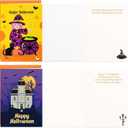 4 x Ceiba Tree Halloween Cards with Envelopes for Kids Glitter Foil Die Cut 12 Pcs 3.75X5.2 inch Message inside Trick or Treat Witch Vampire Skeletons Haunted House Pumpkin Jack-o'-lanterns Bats Spiderwebs