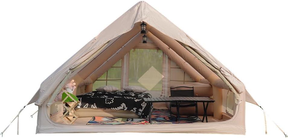 Inflatable Tents for Camping, Blow Up Tent with Hand Pump, Easy Setup 4 Season Inflatable Tent with Mesh & Chimney Window., Waterproof Oxford Air Tents for Camping 4/6/8/10/12, 157.5*118*78.7inch