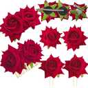 Red Rose Flower Hair Clips for Women - 6 Pcs Floral Hair Barrettes Pins Rose Hair Accessories for Bridal Wedding Halloween Costume, Havana Nights Flamenco Mexican Fiesta Dresses Party Prom