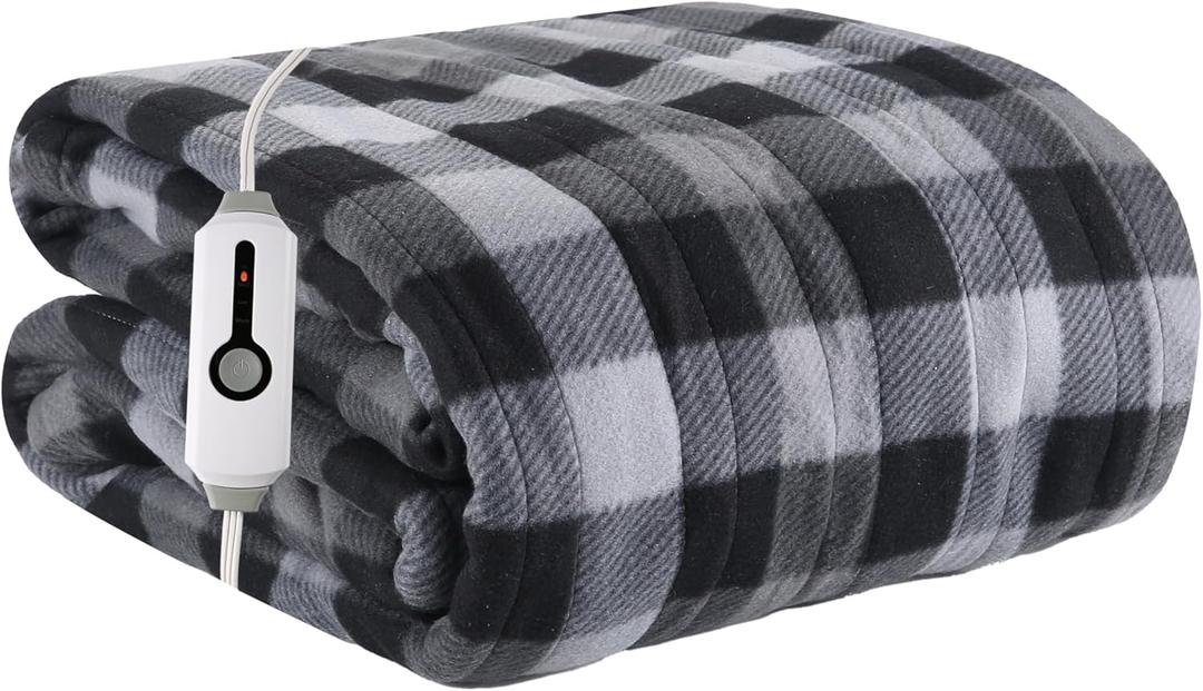 Electric Heated Blanket Full Size 72"x84", 4 Adjustable Heat Settings & 10-Hour Auto-Off, Plush Feel with Overheat Protection, Fast Heating for Luxurious Winter Warmth, Grey Plaid