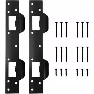 Primst 2 Pack Anti-Kick Door Strike Plate, Heavy-Duty Stainless Steel Security Reinforcement for Deadbolts & Latches - Fits 5-1/2" to 6" Hole Centers for Home Interior & Exterior Doors(Black)