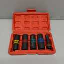 1/2" Drive Lug Nut Impact Socket Set, 5 Pcs Impact Sockets, Flip Socket Set, Thin Wall Nut Sockets with 3" Extension Bar, Remove Bloated Warped, Damaged Lug Nuts