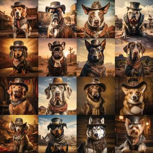 Bgraamiens Puzzle-Wild West Dogs-1000 Pieces Puzzle Fun Dog & Wild West Theme Jigsaw Puzzles for Adults (Wild West Dogs)