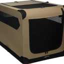 Amazon Basics Folding Soft Crate for Cat, Dog, Rabbit, Portable and Collapsible, 36 Inch, Tan, L 36" x 24" x 24"