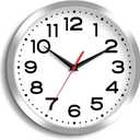 Roymnie Wall Clock Silent Non-Ticking Modern Clock Battery Operated 10 Inch Small Classic Analog Decorative for Kitchen, Bathroom, Office, Bedroom, Home(Silver)