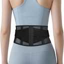 TitanGuard Ultra-Thin & Lightweight Back Brace for Lower Back Pain,Sciatica,Scoliosis,Slipped Disc- Breathable & Adjustable Back Brace Belt for Women and Men under clothes,Black.