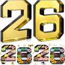 2 Pcs 10" 26 Cardboard Charcuterie Numbers Fillable Graduation Board Number Large Fillable Numbers 2026 Letters Trays for Food Chocolate Candy School Congrats Grad Party Supplies(Black Gold)