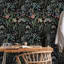 Toduso Peel and Stick Wallpaper Vintage Wall Paper Black Floral Contact Paper Removable Wallpaper 17.3"x196.8" Leaf Flower Self Adhesive for Bedroom Drawer Decor Vinyl Rolls