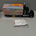 JOYIN Toy Truck for Kids, Race Toy Cars, 60" Extra Long Race Track and 12 Die-Cast Metal Cars, Toddler Carrier Truck with Lights & Sounds, Christmas Birthday Gifts for 2 3 4 5 6 7 Years Old Grandkids (Black Orange)