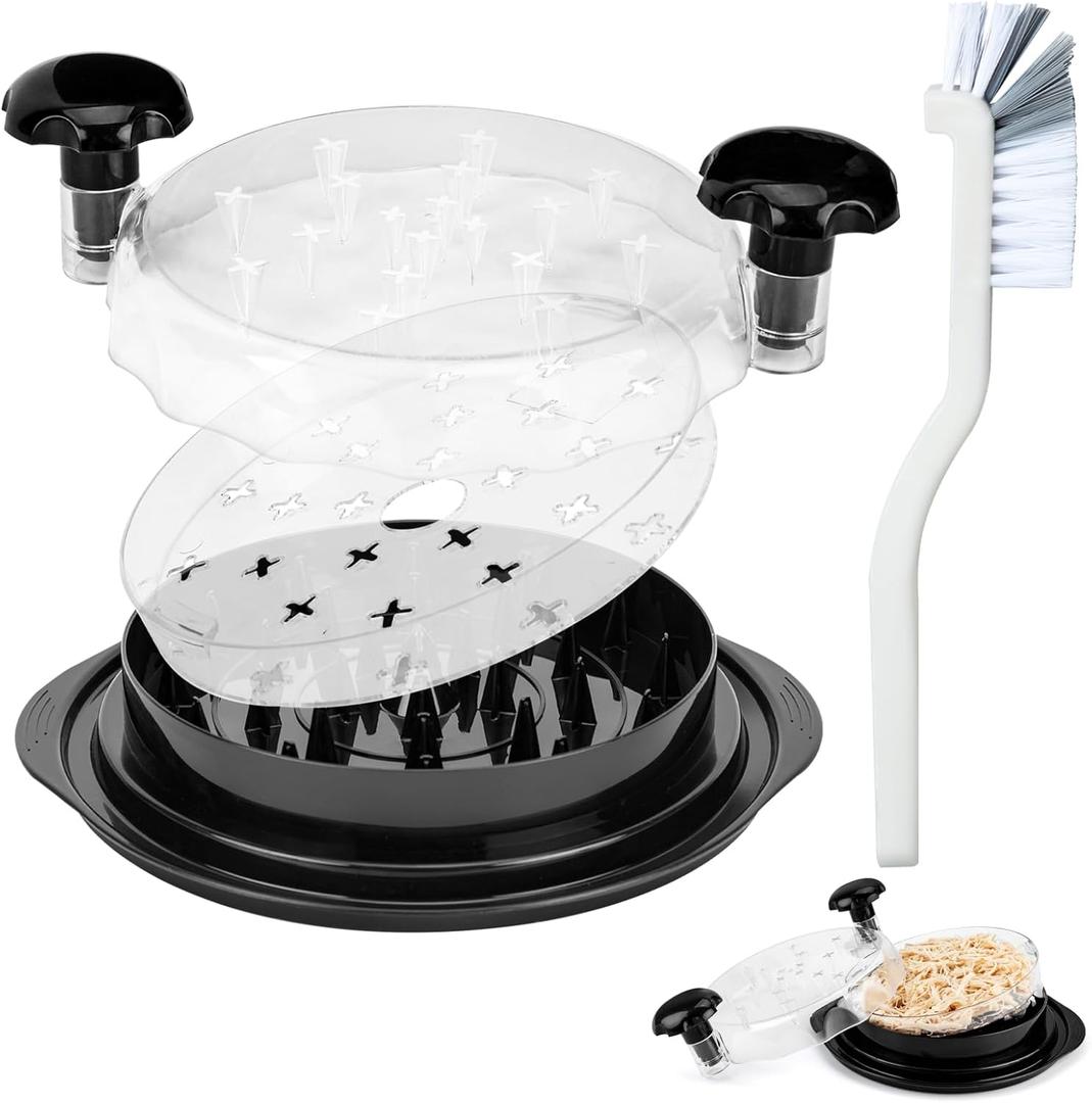 Chicken Shredder, Ergonomic 10 inch Visible Chicken Shredder Tool Twist LargeDishwasher Safe Design, Non-Slip Base, Cleaning Brush, Heat Resistant, and BPA Free (BLACK)