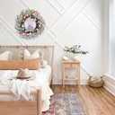 18 inch Easter Eggs Wreath for Front Door, Wall, Window, Fireplace, Artificial Easter Hanging Wreath with Plastic Foam Eggs, Grapevine, Plastic Berries, Multicolored