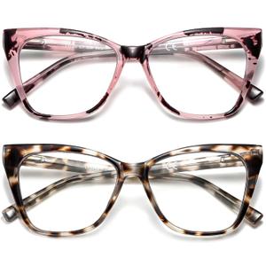 Oversized Reading Glasses Women Cat Eye Photochromic Computer Reader Stylish Ladies Designer Fashion Big Unbreakable Eyewear (Reader ( White Tortoise+pink Demi ))