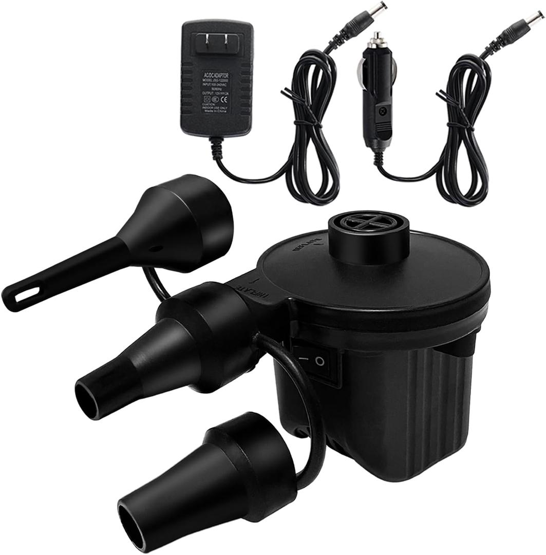 Newpol Inflatable Bed Pump, Electric Air Pump(100 Gallon/Min) for Air Mattress Beds, Inflatable Swimming Pools, Swimming Ring（AC110-240V/DC12V）