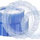 I00000 60 Pcs Blue Plastic Plates, Clear Blue Disposable Party Plates, Premium Plastic Plate Disposable Include 30 Dinner Platos 10" & 30 Dessert Platos 7" Perfect for Wedding & Party