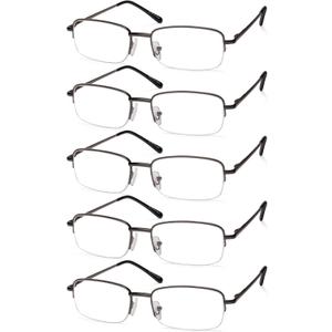NOVIVON Pack Reading Glasses Men/Women, Eyeglasses, Blue Light Readers for Men/Women, Computer Eye Glasses, Cheaters (Gunmetal*5)