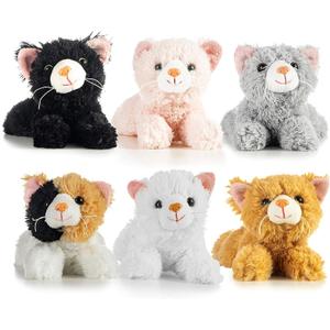 PREXTEX Realistic Looking Small Cat Stuffed Animal - 6 inch Stuffed Kittens with Lifelike Details - Plush Cat Set for Kids, Pet Toys, Home Decor, or Cat Lady Costume - Soft and Huggable - 6 Pack