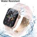 MAIRUI Resin Watch Band Compatible with Apple Watch for Women Men 49mm/45mm/44mm/42mm Series 9/8/7/6 SE Slim Bands Strap Bracelet Wristband for iWatch 5/4/3/2/1/Ultra/Ultra 2(Light Pink)