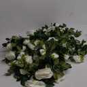 White Rose Garland Simulation Flower Garland for Wedding Bells Decoration Artificial Flower for Party Furniture Garden Tablescape Decoration (200cm/6.5ft)