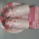 Childom Mothers Day Decorations for Party,132 Pcs Disposable Mothers Day Plates Tablecloth Cups Knives Spoons Forks for Party Supplies,Plates Tableware for Moms Birthday,Home,Brunch,Dinner,Serves 26
