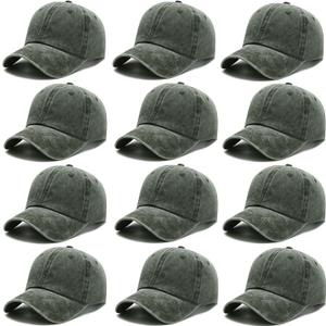 12Pieces Vintage Washed Baseball Caps for Women Men Distressed Twill Adjustable Dads Hats Unisex Style, Army Green 