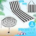 Briwooody 2 Set Beach Chairs with Umbrella Portable Beach Lounger Lightweight Foldable Outdoor Lounger Chair for Outdoor Travel Sunbathing Camping, Black and White Stripe