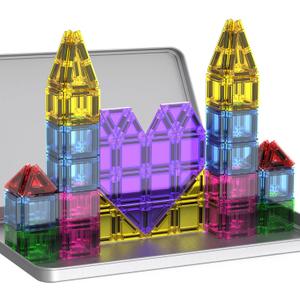 Mini Magnetic Tiles,78PCS Travel Magnetic Tiles Set with Iron Box,Portable Building Blocks for Kids Ages 3+,Car Airplane Travel Essentials Kids Toy,Creative STEM Toys Birthday Gift for Boys & Girls