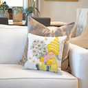 All Smiles Yellow Throw Pillow Covers 20x20 Set of 4 Outdoor Spring Summer Decorative Cushion Cases Home Dcor Decorations for Patio Couch Chair Sofa,Daisy Floral Gnomes