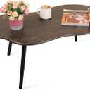 Modern Coffee Tables for Living Room Cloud Shape Center Table Industrial Irregular Wood Grain Table Top Coffee Table, Rustic Brown Unique Furniture for Living Room Home
