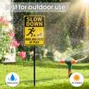 GicnKeuz Slow Down Kids At Play Sign - 14"x10" Kids And Pets At Play Safety Signs with 36" Heavy Duty Metal Stakes, .040 Aluminum Reflective Signs, Fade Resistant/Waterproof, Including Screws, Easy to Install, Outdoor Use (2 Pack)