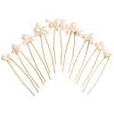 U Shaped Pearl Wedding Hair Pins for Bridal Women, Set of 9 (Gold)