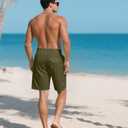 QOSOQ Men's Casual Shorts Work Dress Shorts Drawstring Stretch Summer Beach Flat Front Hybrid Shorts Lightweight Quick Dry (Green, XL)