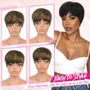 PEACOCO Pixie Cut Wig Human Hair Short Wigs for Black Women Natural Straight Glueless Pixie Wig with Bangs Layered Virgin Short Wigs for Women Blond 4/27#